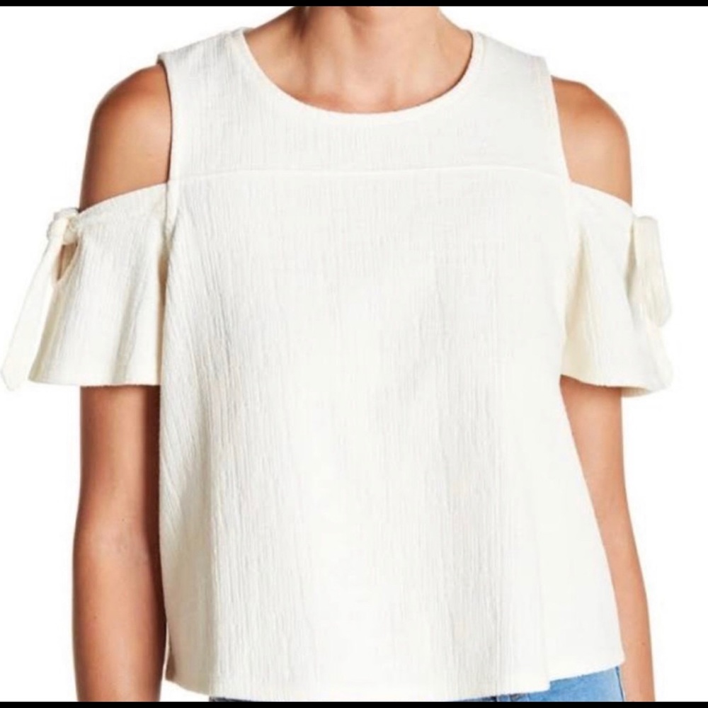 Madewell off shoulder tie sleeved top
